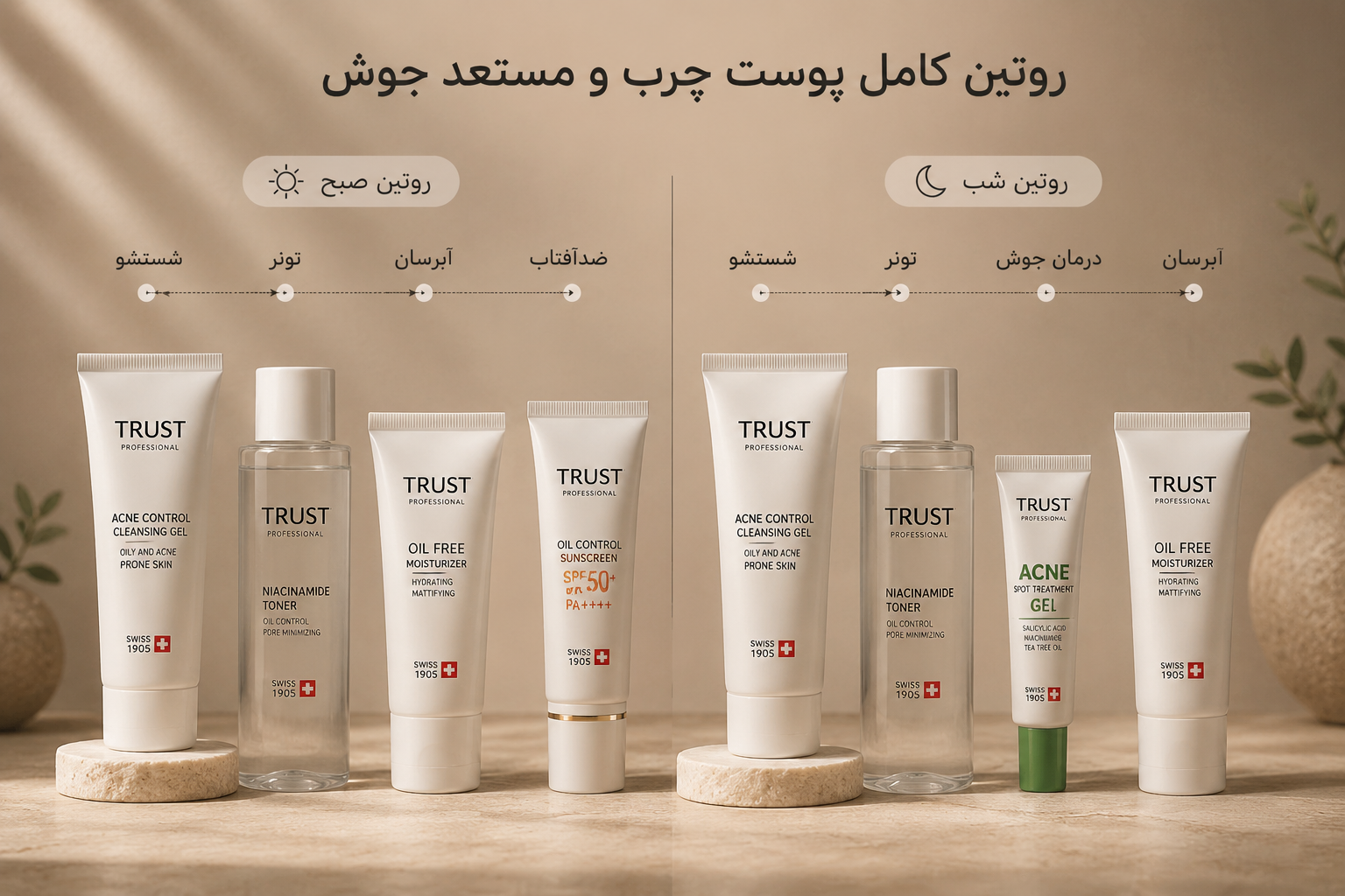 بهترین روتین پوست چرب و مستعد جوش؛ صبح و شب چه محصولاتی استفاده کنیم؟