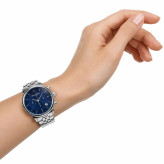 ساعت مچی زنانه استیل بلیزر صفحه سرمه ای طرح سه موتور مدل 3133