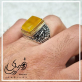 انگشتر نقره مردانه طرح اباالفضل با نگین شرف الشمس